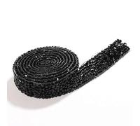 Ruban strass autocollant de 1 cm de large - Ruban à paillettes - Pour bricolage - Décoration autocollante - Cristal - Strass - Pour artisanat, mariage, décoration de téléphone, fête - Noir