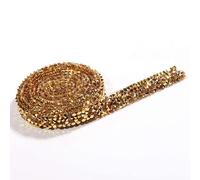 Ruban strass autocollant de 1 cm de large - Ruban à paillettes - Pour bricolage - Décoration autocollante - Cristal - Strass - Pour artisanat, mariage, décoration de téléphone, fête - Doré
