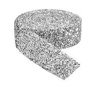 Ruban Strass en Cristal,1 Rouleaux Rubans en Résine Strass Auto-adhésif Autocollant Diamant Bande Scintillante Ruban Strass Bling,pour Mariage, Anniversaire, Décoration, Loisirs Créatifs 3cm Argent