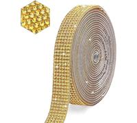 Ruban Strass en Cristal, Auto-adhésifs Ruban de Strass, Strass Autocollant, Ruban Strass Décoratif, Auto-Adhésif Autocollant de Décoration Bricolage, Convient pour l'artisanat, DIY (Doré)