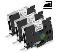 Ruban Thermocollants En Textile Compatibles avec Brother TZe-FA231 P-Touch | Noir sur Blanc, 12 mm x 3 m, Remplacement pour Brother P-Touch H200 H100LB/R H105 E100/VP D200/BW/VP, Lot de 3