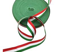 Ruban tricolore de 50 m en polyester, vert, blanc et rouge largeur (tricolore, 3 cm)