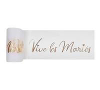 RUBAN TULLE POLYESTER VIVE LES MARIÉS 8CMX10M OR