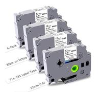 Ruban TZe-231 pour Brother P-touch 12 mm compatible avec Brother étiqueteuse TZ Tape 12 mm 0,47 Blanc pour Brother P touch H107 PT-H110 H105 PT1000 PT-E110 PT-D200 PT-D410 P300BT