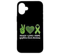 Ruban vert de sensibilisation au cancer du lymphome - Peace Love Hope Coque pour iPhone 16 Plus