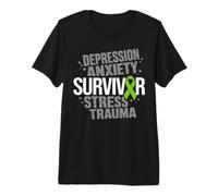 Ruban Vert de Sensibilisation au Stress et à l'anxiété pour survivants T-Shirt Haut de Gamme