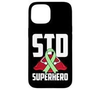 Ruban Vert de Super-héros des Maladies Sexuellement transmissibles (MST) Coque pour iPhone 15
