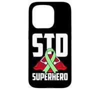 Ruban Vert de Super-héros des Maladies Sexuellement transmissibles (MST) Coque pour iPhone 15 Pro