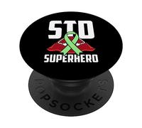 Ruban Vert de Super-héros des Maladies Sexuellement transmissibles (MST) PopSockets PopGrip Adhésif
