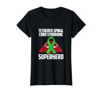 Ruban Vert Guerrier Super-héros du Syndrome de la moelle épinière attachée T-Shirt Graphique avec Valeur, Femme, Noir, XS