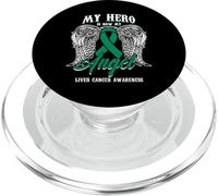Ruban Vert Mois Cancer du Foie Héros de l'attention Mon Ange PopSockets PopGrip pour MagSafe