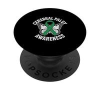 Ruban Vert Papillon pour Sensibilisation à la paralysie cérébrale PopSockets PopGrip Adhésif