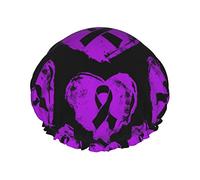 Ruban Violet De Sensibilisation À La Maladie D'Alzheimer Bonnet De Douche Pour Femme Confortable Bonnet De Douche Double Couche Charlotte Cheveux Pour Quotidien Natation Soins Capillaires