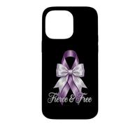 Ruban Violet féroce et Gratuit de Sensibilisation à la Violence Domestique Coque pour iPhone 14 Pro Max