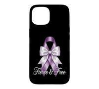 Ruban Violet féroce et Gratuit de Sensibilisation à la Violence Domestique Coque pour iPhone 15