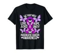 Ruban violet pour sensibilisation au cancer du pancréas - Amour, espoir, unité T-Shirt