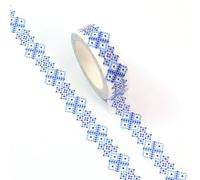 Ruban Washi 15mm x 10 m motif mosaique bleu