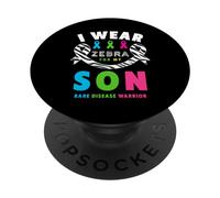 Ruban zèbre, « I Wear Zebra for My Son Rare Disease Day 2026 » PopSockets PopGrip Adhésif