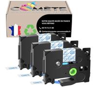 Rubans compatibles - COMETE CONSOMMABLE - TZe-133 - Bleu sur transparent - 12mm x 8m - Étiqueteuses Brother