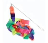 Rubans de danse Rubans de gymnastique colorés 2/4 m, équipement rythmique coloré, ruban danse, banderole ballet, baguette twirling pour Danse Artistique Entraînement(White Handle,Ribbon 4m Pole 49cm)