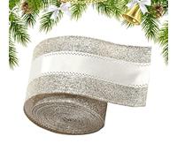 Rubans De Noël - 2 Mètres Sangle Tissée | Ruban Pour Les Fêtes De Couleur Champagne | Pour L'Emballage Des Cadeaux Pendant Les Fêtes Les Décorations De L'Arbre De Noël Le Nœud La Couronne Le Bouquet