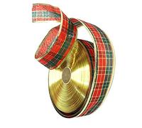 Rubans de Noël, couronne de ruban à plaid écossais ruban de tissu présent pour le mariage décoration de maison cadeau enveloppe artisanat artisanat