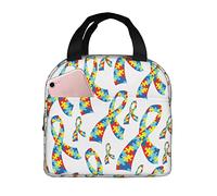 Rubans de sensibilisation à l'autisme Sac à lunch isolé pour femmes Boîte à lunch réutilisable Hommes Contenants alimentaires Sacs isothermes portables Sac à collation réutilisable pour filles garçons