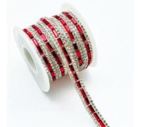 Rubans de strass autocollants de 2,7 m, 7 mm, décorations de pierres précieuses pour vêtements à paillettes (jaune) (rouge)