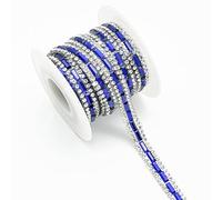 Rubans de strass autocollants en verre de 2,7 m, 7 mm, décorations de pierres précieuses pour vêtements à paillettes (jaune) (bleu marine)