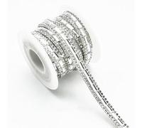 Rubans de strass autocollants en verre de 2,7 m, 7 mm, décorations de pierres précieuses pour vêtements à paillettes (jaune) (blanc)