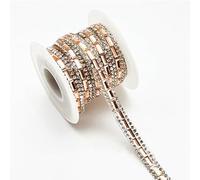 Rubans de strass autocollants en verre de 2,7 m, 7 mm, décorations en pierres précieuses pour vêtements à paillettes (jaune) (champagne)