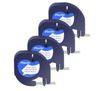 Rubans d'étiquettes A91331 A16952 A91333, 12mm x 4m, compatibles avec l'étiqueteuse Plus LT100H QX50(4PK White(Plastic))