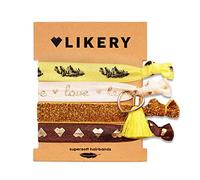 Rubans en caoutchouc ou bracelets ultra doux | Imprimé avec des plumes, love, cœur | couleurs ultra brillantes | tissus aux reflets soyeux, bandes brillantes et pailletées | avec pendentifs
