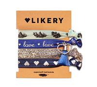 Rubans en caoutchouc ou bracelets ultra doux | Imprimé avec des plumes, love, cœur | couleurs ultra brillantes | tissus aux reflets soyeux, bandes brillantes et pailletées | avec pendentifs