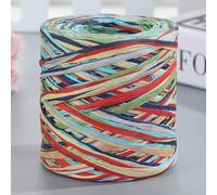 Rubans en papier raphia, Fil mélangé de jute et paille, 1 rouleau 200M, multicolore, for l'artisanat, le tricot, crochet, bricolage(Red Blue 21)