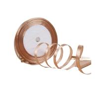 Rubans en Satin de soie, 100Yards, 6mm, for artisanat, nœud, emballage fait à la main, accessoires artificiels décoratifs for fêtes de noël et mariage(Light brown)