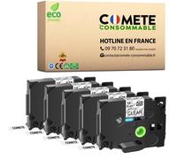 Rubans étiqueteuse Brother TZe-131 Comète Consommable - Noir sur transparent - Pack de 5