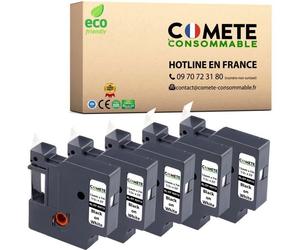 Rubans étiqueteuse - COMETE CONSOMMABLE - DYMO 45013 S0720530 - 12 mm x 7 m - Pack de 5 - Noir sur blanc