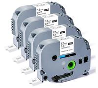 Rubans Ilauke TZe-231 Compatibles avec Bandes Brother P-Touch 12mm TZ 0.47 pour Étiqueteuse Brother PT-H100LB H105 1010 H107 1000 1005 1280 - Étanche & Aide au Décollage Centrée, Lot de 4