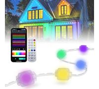 Rubans LED Muraux, 15/30/45/60M Étanchéité IP67 Éclairage Extérieur Permanent, Éclairage D'avant-toit Intelligent RVB+IC, Plusieurs Modes, Application Et Télécommande(15m)