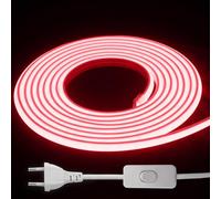 Rubans LED Type Externe 220V - Bande de Lumière de Perles LED Mise en Évidence, Étanche IP65, Pour le Jardin et la Décoration Intérieure. (Rouge, 7m)