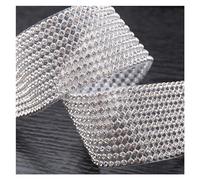 Rubans satinés strass diamant, rouleau cristal, Ruban de garniture en strass verre Hotfix multicolore 2-15 rangées 1,2 mètre(Sliver Crystal,3rowsx1.2meter-0.9cm)