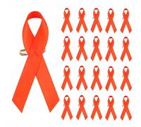 Rubans Verts De Sensibilisation À La Santé Mentale, 100 Rubans Imprimés En Satin, Avec Épingles De Sûreté, for Femmes Ou Hommes, Œuvres Caritatives, Événements Sociaux Publics(Orange)