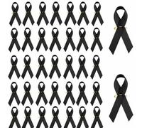 Rubans Verts De Sensibilisation À La Santé Mentale, 100 Rubans Imprimés En Satin, Avec Épingles De Sûreté, for Femmes Ou Hommes, Œuvres Caritatives, Événements Sociaux Publics(Black)