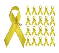 Rubans Verts De Sensibilisation À La Santé Mentale, 100 Rubans Imprimés En Satin, Avec Épingles De Sûreté, for Femmes Ou Hommes, Œuvres Caritatives, Événements Sociaux Publics(Yellow)