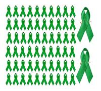 Rubans Verts De Sensibilisation À La Santé Mentale, 100 Rubans Imprimés En Satin, Avec Épingles De Sûreté, for Femmes Ou Hommes, Œuvres Caritatives, Événements Sociaux Publics(Green)