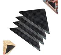 Rubber Anti Curling Non Slip Skid Pads, Reusable Double-Sided Adhesive Rug Tape, Self Adhesive RubberPads with Anti Skid Stickers, Rubber Carpet Gripper Pads for Area Rugs (4pcs)