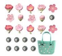 Rubber Beach Bag Charm 23pcs PVC Rubber Totes Inserts Charm | Flowers, Cherry Blossoms, Pearls Women Girls Beach Party Favors Tote Handbag Decoration Charms s Accessories