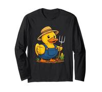 Rubber Duck Farmer Cute Animal Lover Farming Bath Humor Manche Longue