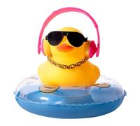 Rubber Duck for Car Dashboard - Funny Car Duck Ornament with Sunglasses, Swim Ring, Hat & Necklace | Adorable Auto Interior Decoration for Vehicles, Road Adventures, Travel Lovers, Cute Dashboard